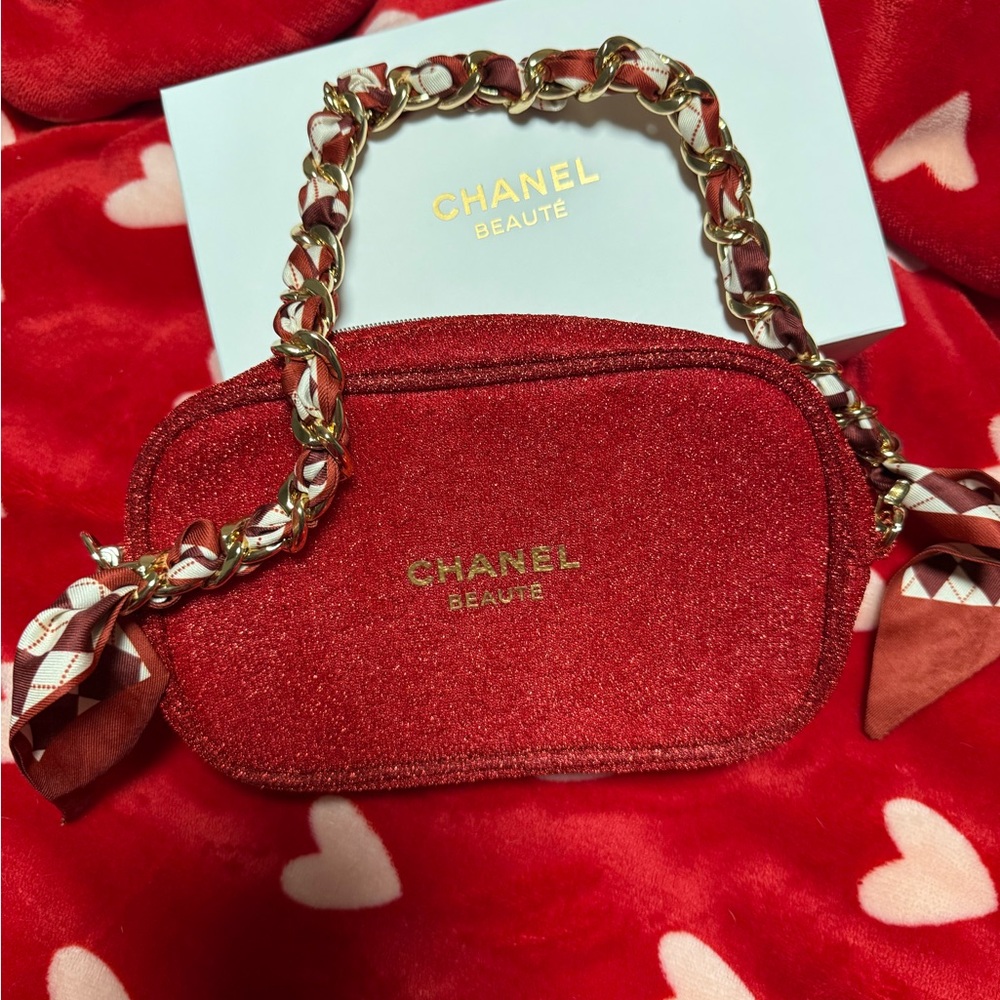 Chanel Red Bag W/Scarfed Strap New W/Box - Picture 2 of 8